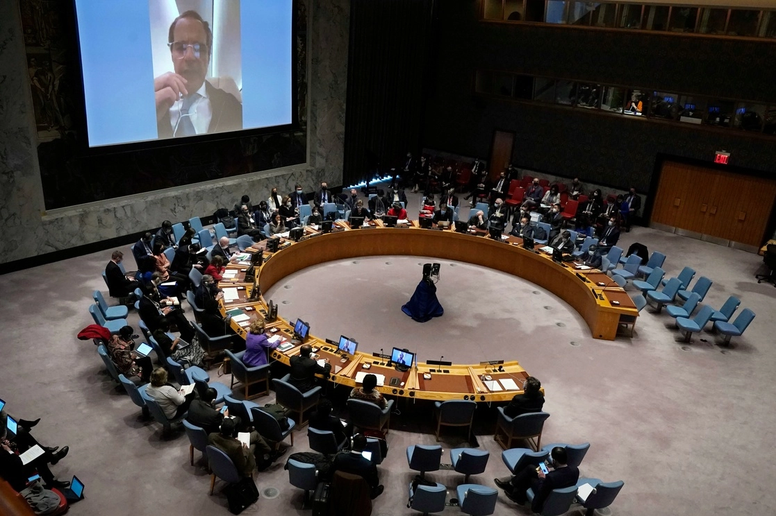 Sesión del Consejo General de la ONU sobre los ataques rusos en Ucrania, el 4 de marzo de 2022. Foto Ap