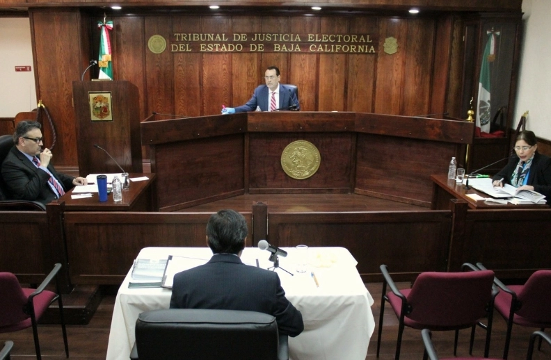 Sala de sesiones del Tribunal de Justicia Electoral de Baja California. Foto tomada del Facebook del Tribunal /Archivo