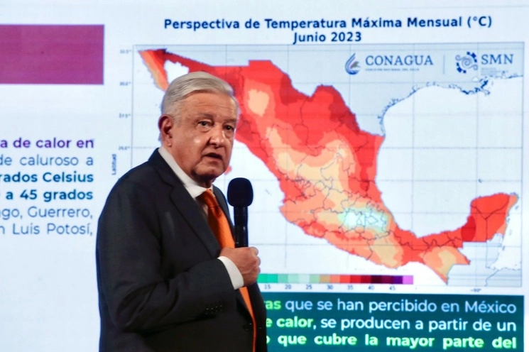 El presidente de México, Andrés Manuel López Obrador, durante su conferencia matutina en Palacio Nacional, en la Ciudad de México, el 15 de junio de 2023. Foto Luis Castillo