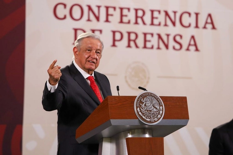 El presidente Andrés Manuel López Obrador durante su conferencia matutina en Palacio Nacional, el 21 de julio de 2023. Foto Pablo Ramos