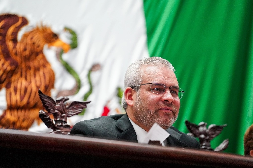 El gobernador Alfredo Ramírez Bedolla en actividades ante el Congreso del Estado de Michoacán. Foto Cuartoscuro 