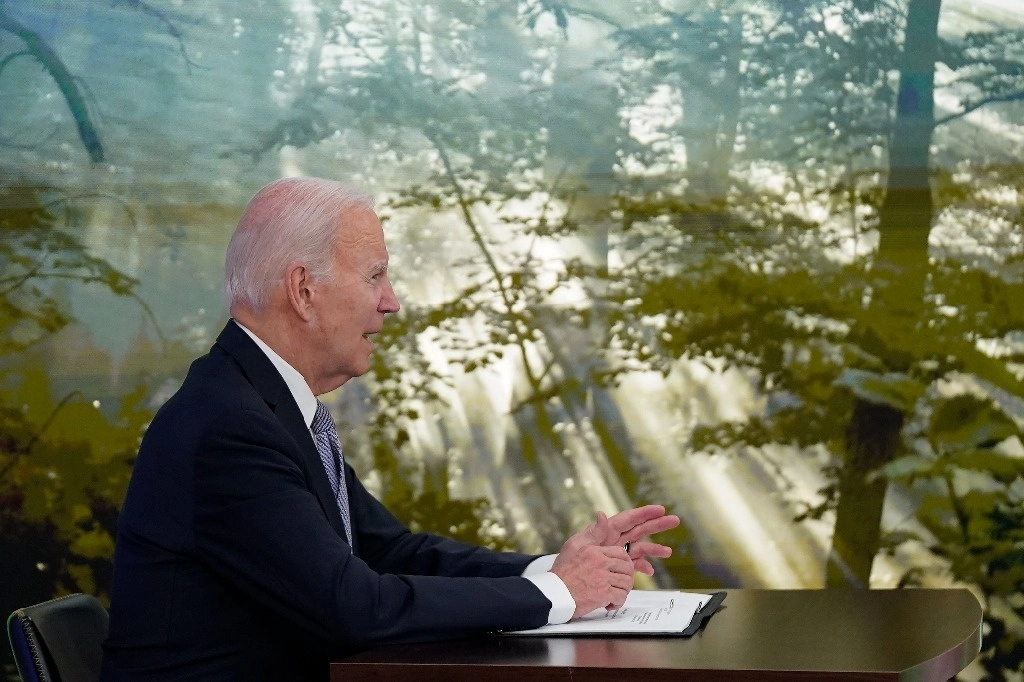 El presidente estadunidense Joe Biden durante el Foro de las principales economías sobre energía y clima. Foto Ap