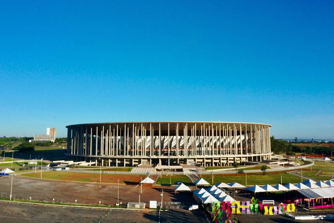 Esta vista aérea muestra el estadio Arena BRB Mane Garrincha en Brasilia el 4 de mayo de 2025. Foto