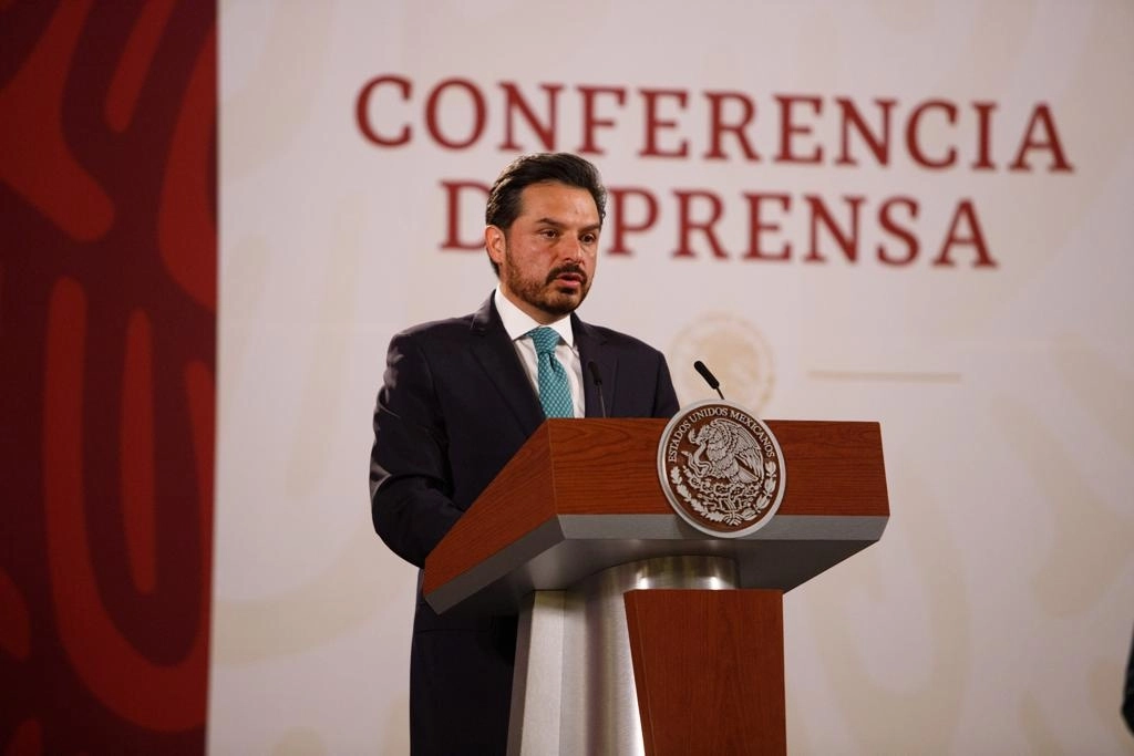 El director general del IMSS, Zoé Robledo, durante la conferencia presidencial matutina en Palacio Nacional, Ciudad de México, el 26 de julio de 2022. Foto Pablo Ramos