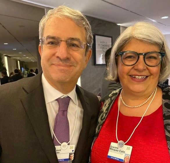 Laurent Freixe, presidente de Nestlé para la Zona Américas, sostuvo una reunión privada en Davos con la secretaria de Economía, Graciela Márquez. Imagen tomada de @GMarquezColin