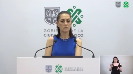 Claudia Sheinbaum, durante la conferencia de prensa del día de hoy. Foto tomada del Twitter de @Claudiashein
