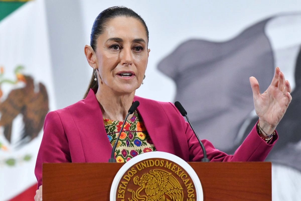 Claudia Sheinbaum, presidenta de México, durante su participación en la conferencia matutina en Palacio Nacional, el 12 de agosto de 2025.