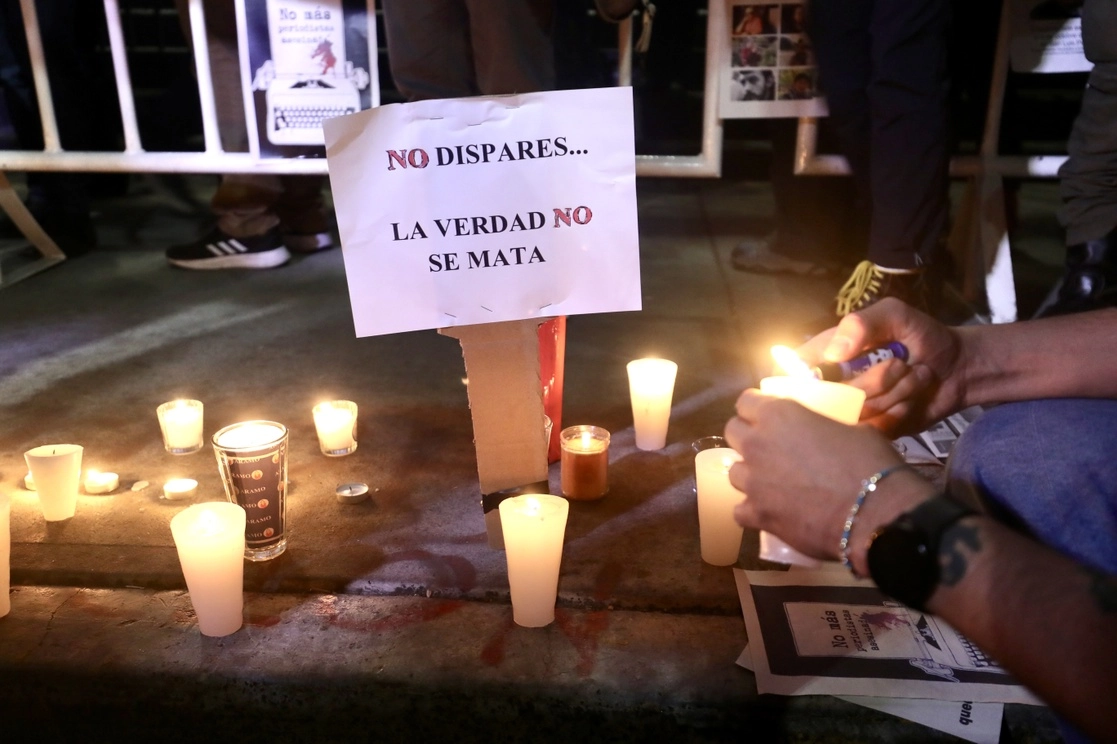 Movilización contra el asesinato de periodistas realizada en la Ciudad de México, el 25 de enero de 2022. Foto Luis Castillo