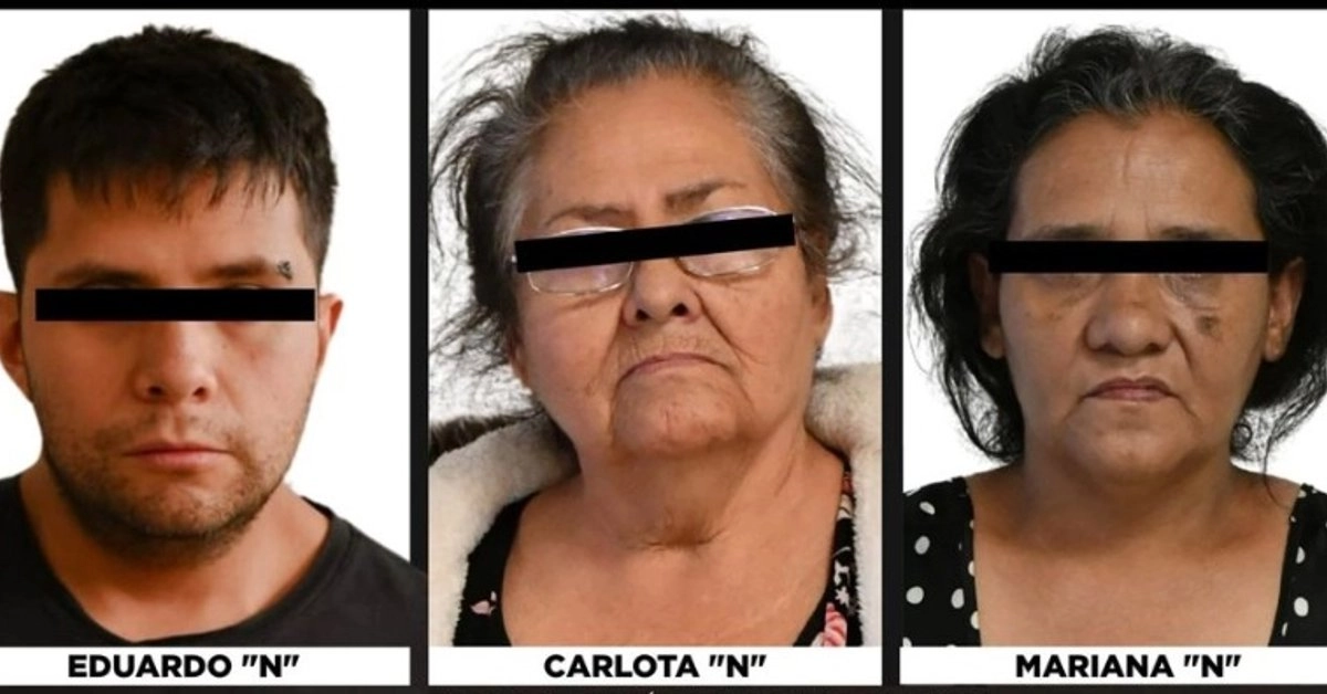 La señora Carlota 'N' y sus dos hijos Mariana y Eduardo fueron recluidos en el penal del Chalco en abril, acusados de asesinar a dos personas. Foto 