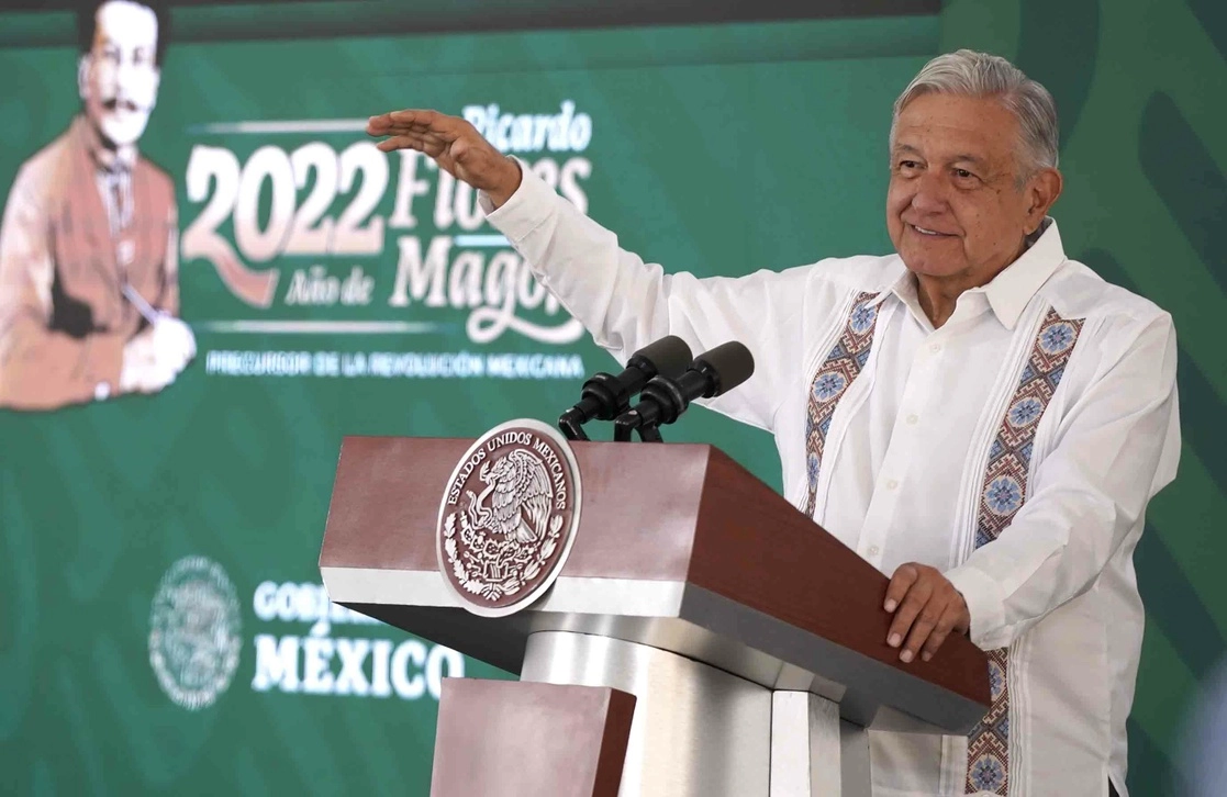 El presidente López Obrador, desde Campeche, en su conferencia de este lunes. Foto cortesía Presidencia 