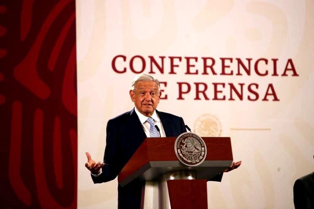 El Presidente de México, Andrés Manuel López Obrador, durante su conferencia matutina en Palacio Nacional, en la Ciudad de México, el 21 de julio de 2022. Foto Yazmín Ortega Cortés