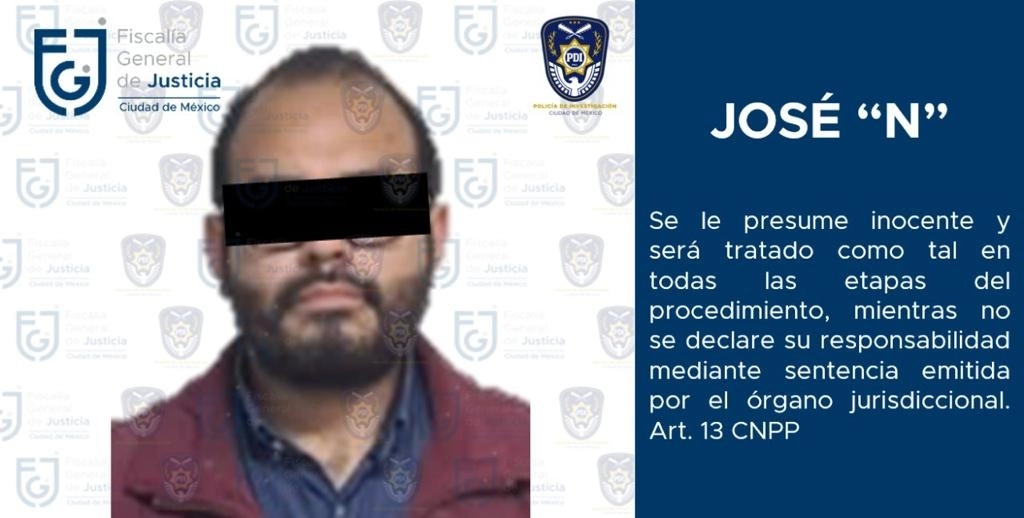 José 'N' fue detenido en la calle Gabriel Hernández, colonia Doctores, alcaldía Cuauhtémoc. Foto FGJCDMX.
