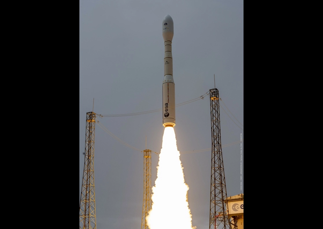 El cohete Vega C de la Agencia Espacial Europea en la plataforma de lanzamiento en Kourou, Guyana Francesa. Foto Ap / Archivo

