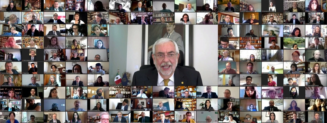 Integrantes del Consejo Universitario durante la sesión virtual de este jueves 25 de marzo de 2021. Imagen tomada del sitio https://www.dgcs.unam.mx/boletin/bdboletin/2021_270.html