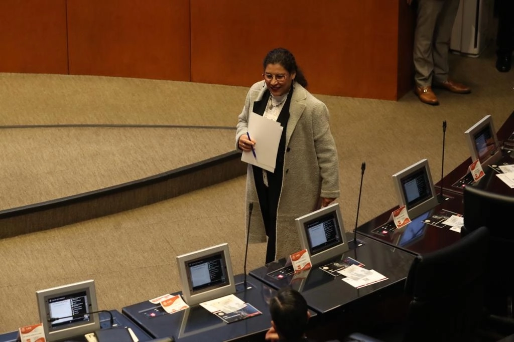 Lenia Batres, aspirante a ministra de la SCJN, durante su exposición de idoneidad ante el pleno del Senado. Foto Yazmín Ortega Cortés.