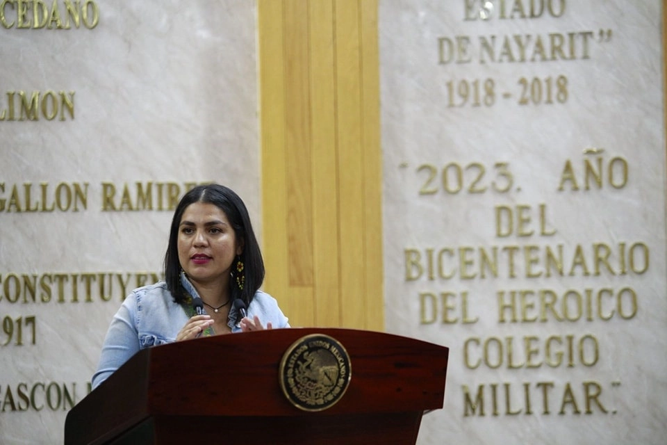 Mirna Encinas, diputada local morenistas en el Congreso de Nayarit. Foto Tomada de https://www.facebook.com/p/Myrna-Encinas-oficial-100063848284378/