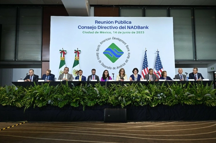 En imagen de archivo, reunión del Consejo Directivo del NADBank. Foto tomada de Twitter @NADB_BDAN  