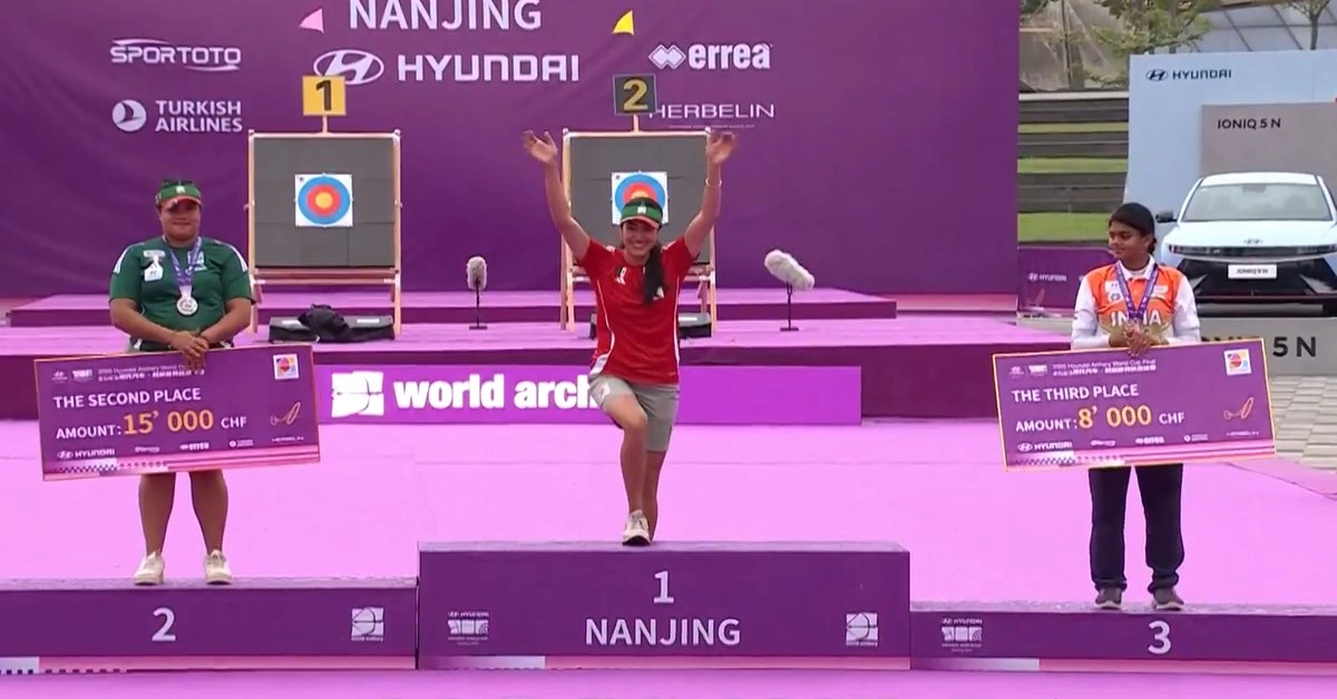 La mexicana Mariana Bernal conquistó la medalla de oro en la Final de Copa del Mundo de Tiro con Arco que se lleva a cabo en Nanjing, China. Foto
