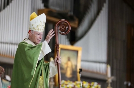 El Cardenal Aguilar Retes durante la misa de mediodía en la Basílica de Guadalupe, en la Ciudad de México. 