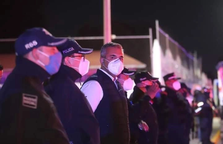 El presidente municipal Fernando Vilchis Contreras en la puesta en marcha del operativo 'Ehécatl'. Foto de Twitter @Ecatepec