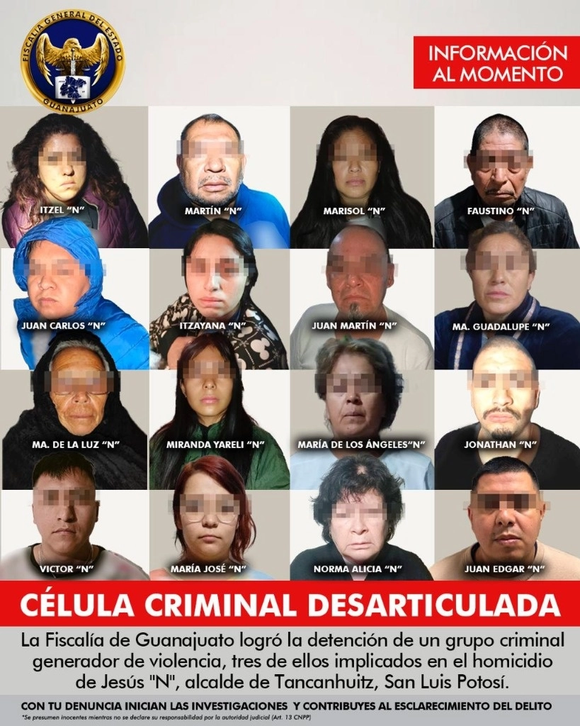 La Fiscalía resaltó que el arresto de 16 criminales es “el resultado de una estrategia integral para desmantelar organizaciones criminales. Foto Fiscalía General del Estado de Guanajuato