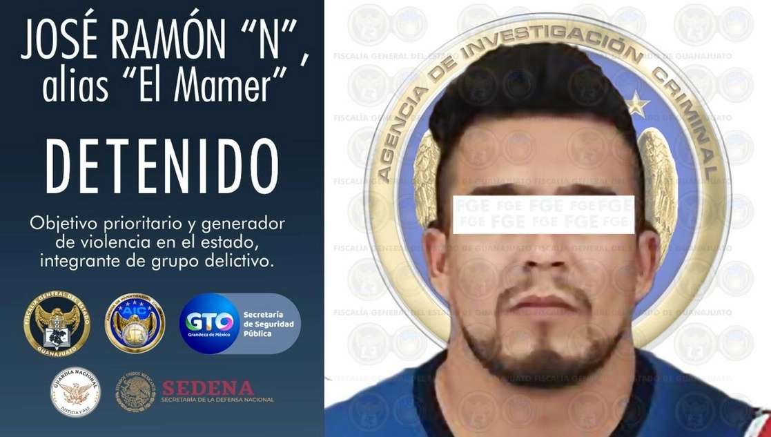 La Fiscalía General del Estado (FGE) agregó esta mañana, que “El Maner” era un generador de violencia en Guanajuato y un “objetivo prioritario”. Foto cortesía FGE