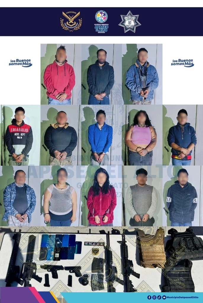 Los detenidos fueron puestos a disposición de la Fiscalía General de la República (FGR) y un juez vinculó a proceso penal a la célula criminal. Foto Fiscalía de Guanajuato