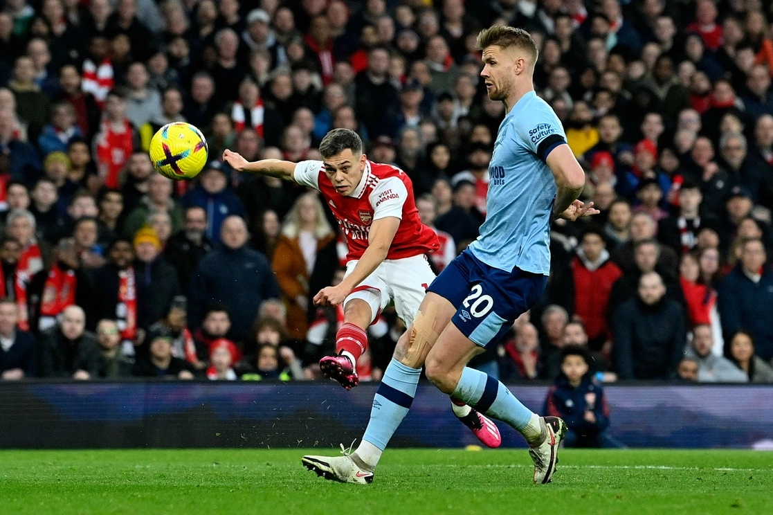 Arsenal y Brentford empataron 1-1 en el duelo de la jornada 23 de la Liga Premier jugado en el ‘Emirates Stadium’. Foto Afp