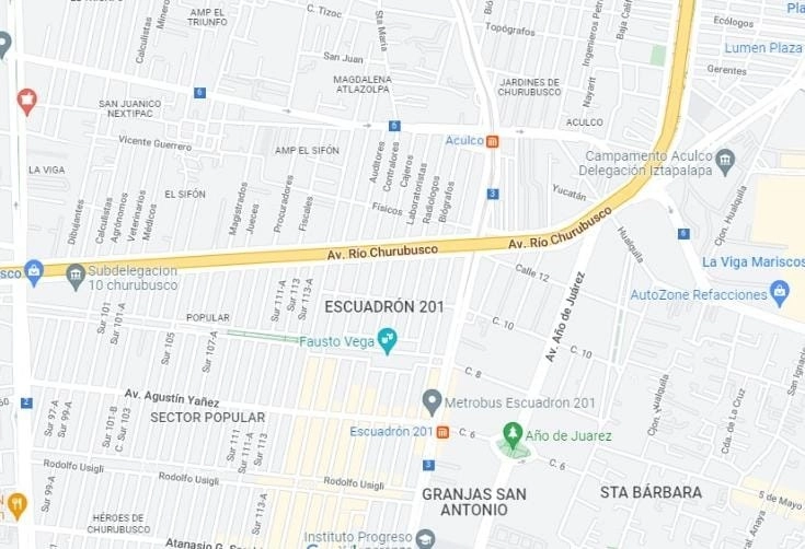 El asalto se registró en la avenida Río Churubusco y el Eje 3 Oriente, colonia El Sifón, en Iztapalapa. Imagen de Google Maps