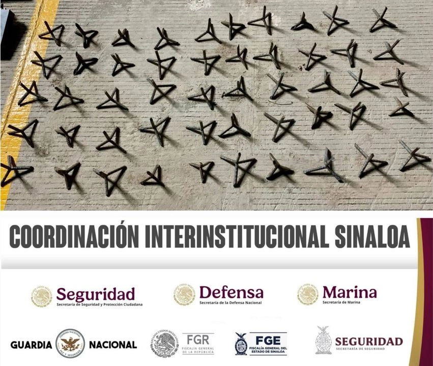 Ponchallantas aseguradas por agentes federales en Sinaloa, en imagen de archivo. Foto