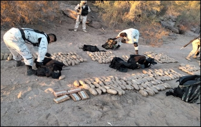 Droga incautada por integrantes del Ejército mexicano. Foto Sedena