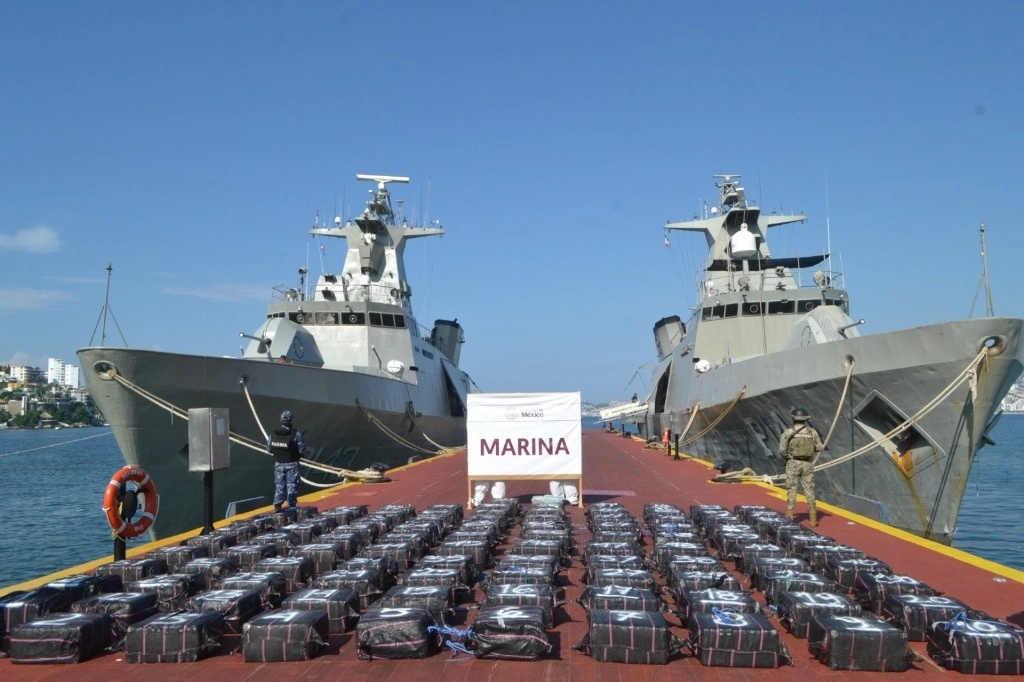 Cargamento de cocaína decomisado por la Marina en costas de Guerrero. Foto cortesía de la Semar
