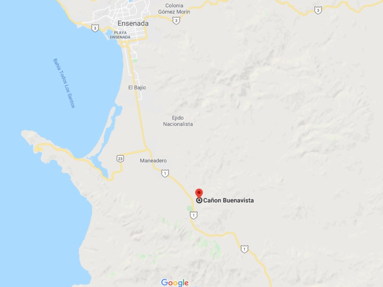 La presunta droga fue encontrada en las inmediaciones del cañón Buenavista, al sur del puerto de Ensenada, Baja California. Imagen tomada de Google Maps