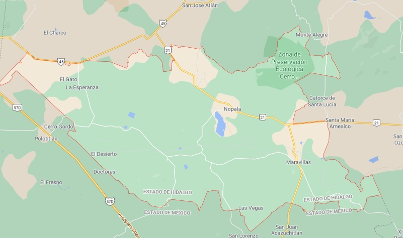 La Fiscalía Especializada en Delitos Electorales de Hidalgo aseguró una bodega en Nopala de Villagrán con supuestas despensas de Morena. Foto Google Maps