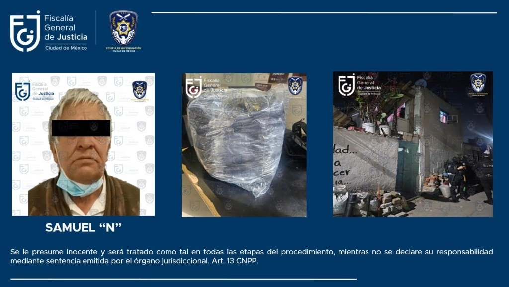 El hombre y la droga encontrada y embalada fueron puestos a disposición del representante social de la Coordinación de Investigación Territorial Coyoacán 3. Foto FGJCDMX
