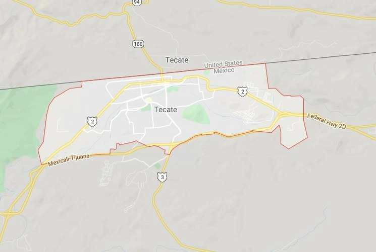 Las tres tomas clandestinas fueron localizadas en el municipio de Tecate, Baja California. Captura de imagen de Google Maps
