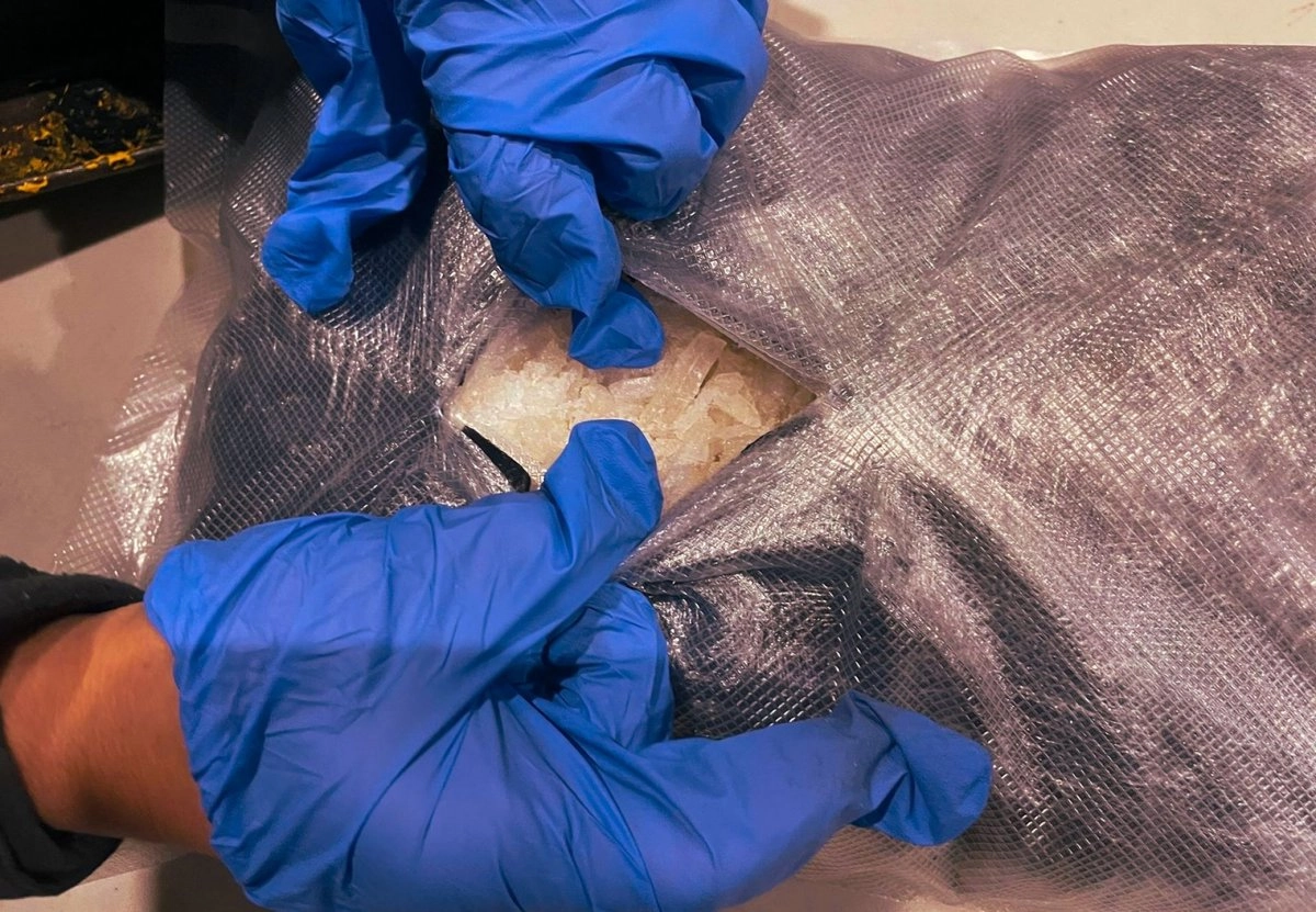 Metanfetamina asegurada por autoridades federales. 