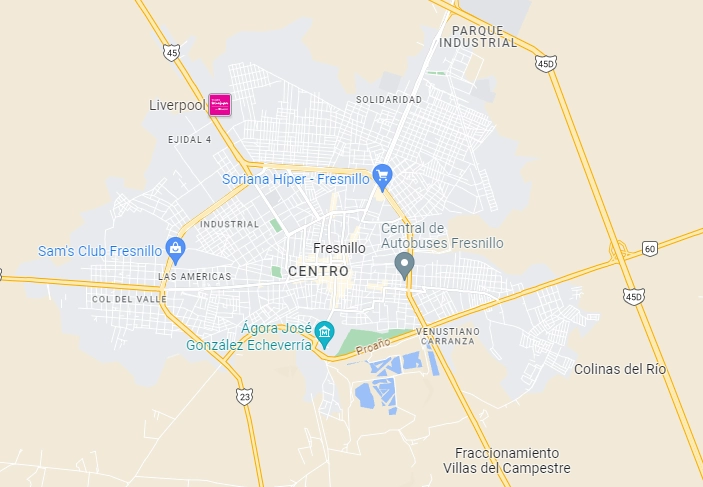 Cuatro hombres fueron asesinados mientras departían en un bar ubicado en el centro de Fresnillo, Zacatecas. Google Maps