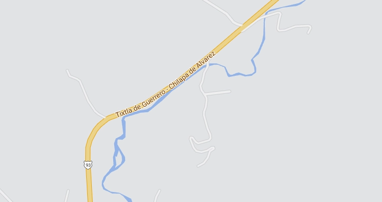 Los indígenas nahuas de la comunidad de Alcozacán, municipio de Chilapa de Álvarez, desaparecieron desde el día viernes 18 de diciembre. Imagen Google Maps