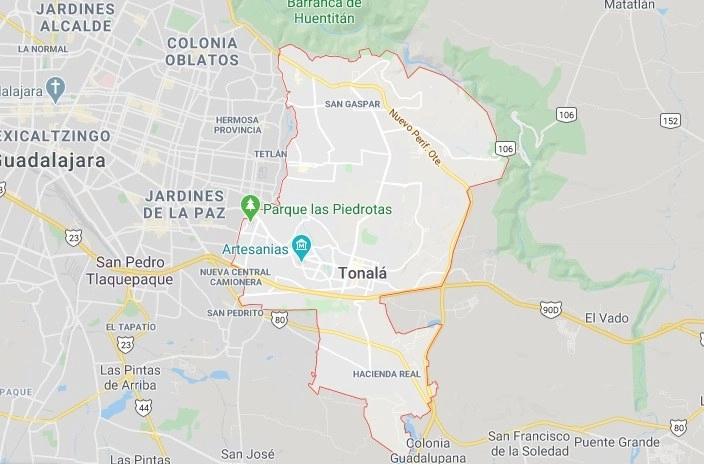 Esta madrugada en calles de la colonia Paseo Puente Viejo, en el municipio de Tonalá, Jalisco, fue asesinado el subdirector técnico del Centro Federal de Readaptación Social número 2, Occidente, Marcos Alberto Corona Baltazar. Imagen tomada de Google Maps