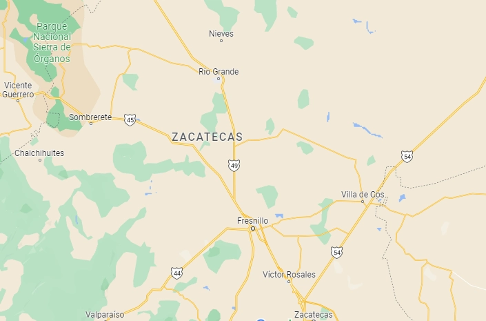 Este jueves reportaron el homicidio de tres estudiantes en Zacatecas. Foto Google Maps