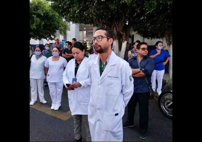 Médicos y enfermeras protestaron el 27 de marzo en Morelos, para exigir insumos contra Covid 19. Foto La Jornada