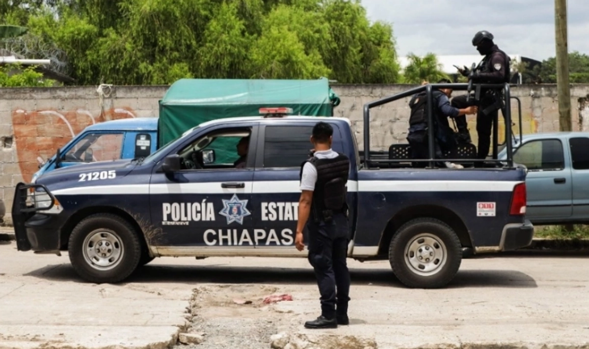 Policías estatales en Tuxtla Gutiérrez, Chiapas. 