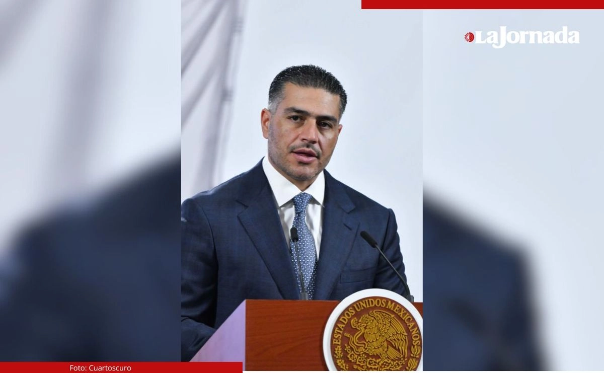 Omar García Harfuch, secretario de Seguridad y Protección Ciudadana, durante su intervención en la conferencia matutina realizada en Palacio Nacional en la que se presentó el reporte de incidencia delictiva al cierre de julio de 2024 a julio de 2025 el cual indicó una reducción de 25.3% el promedio diario de víctimas de homicidio doloso a nivel nacional.