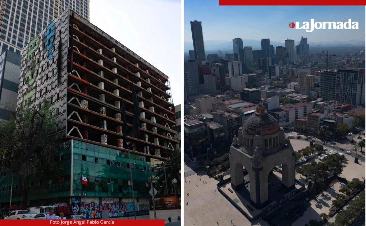 En las inmediaciones del Monumento a la Revolución, ubicado en la colonia Tabacalera, altos edificios y construcciones de inmobiliarias atestan el paisaje.