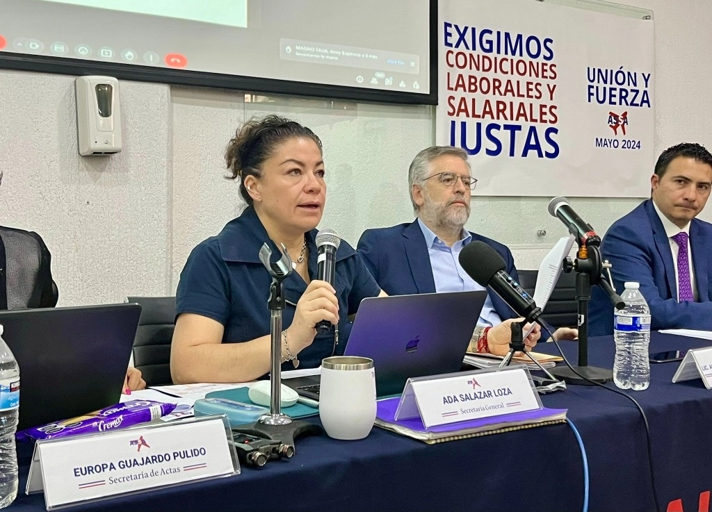 La secretaria general de Asociación Sindical de Sobrecargos de Aviación (ASSA), Ada Salazar. Imagen tomada de https://x.com/ASSA_MX