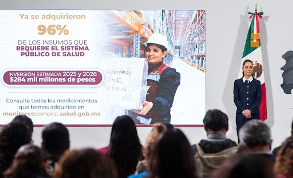 ADQUISICIÓN DE MEDICAMENTOS. La presidenta Claudia Sheinbaum Pardo mencionó que ya se adquirieron 96 por ciento de insumos para el sistema de salud, en su conferencia matutina de ayer.