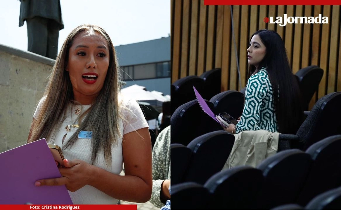 Juezas vinculadas con La Luz del Mundo. Eluzai Rafael Aguilar Salazar Quintero (izquierda) y Madián Sinaí Menchaca Sierra, integrantes de la iglesia La Luz del Mundo, recogieron sus constancias de mayoría como juezas federales luego de ganar el cargo en la elección judicial. Foto 