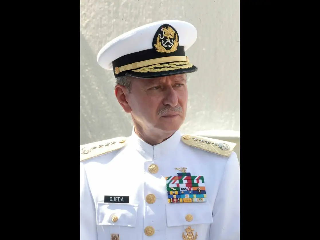 El secretario de Marina, Rafael Ojeda Durán, durante la ceremonia por el Día de la Marina, el 1 de junio de 2021. Foto cortesía Presidencia