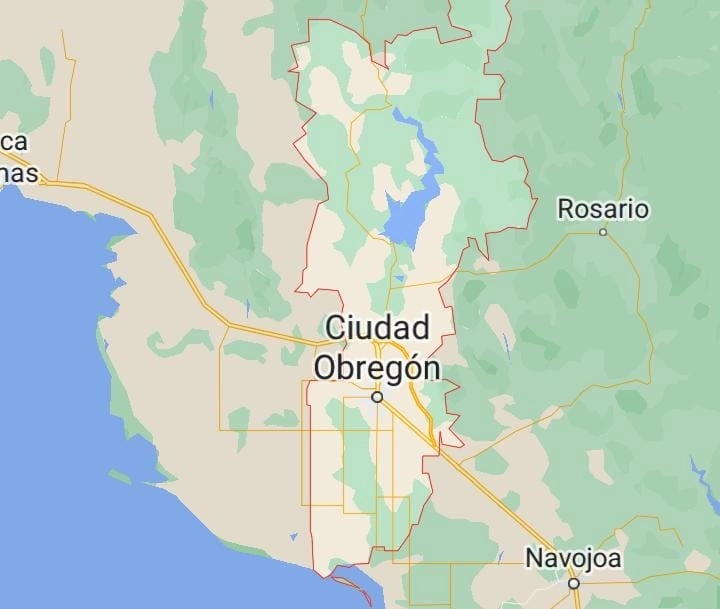 El periodista Rubén Haro resultó ileso tras un ataque a balazos en el municipio de Cajeme, Sonora. Imagen de Google Maps 